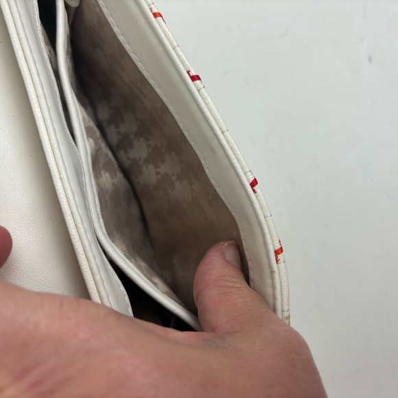 Karl Lagerfeld- Paris off-white leather bag /chain strap and mult-colored stitch - Picture 12 of 16